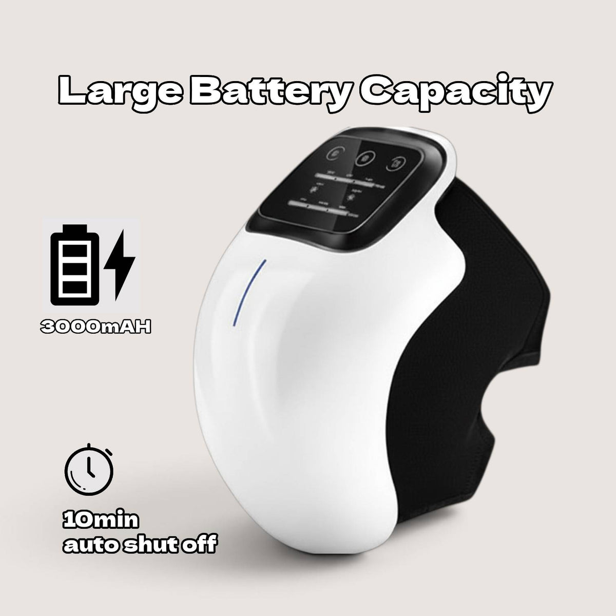 BodyRestoreHub™ Heated Knee Massager — 3000mAh battery with 10-minute auto shut-off safety feature