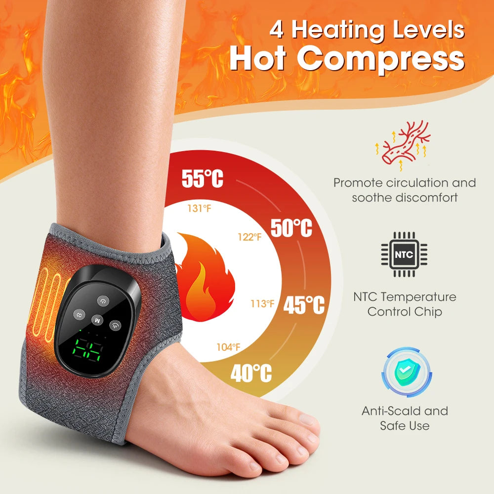 Heated Ankle Massager Wrap With Vibration, Cordless