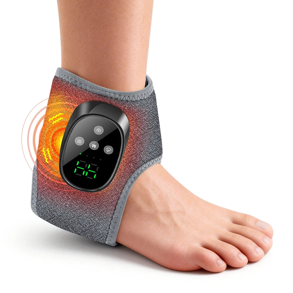 1pcs Color Heated Ankle Massager Wrap With Vibration, Cordless
