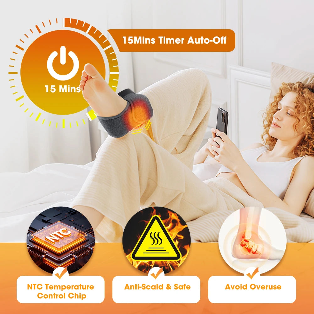 Heated Ankle Massager Wrap With Vibration, Cordless
