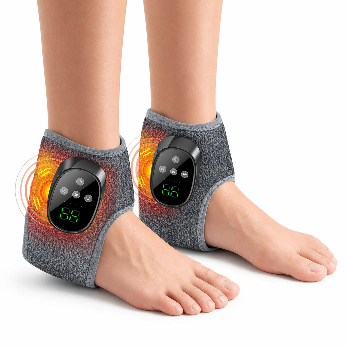 2pcs Color Heated Ankle Massager Wrap With Vibration, Cordless