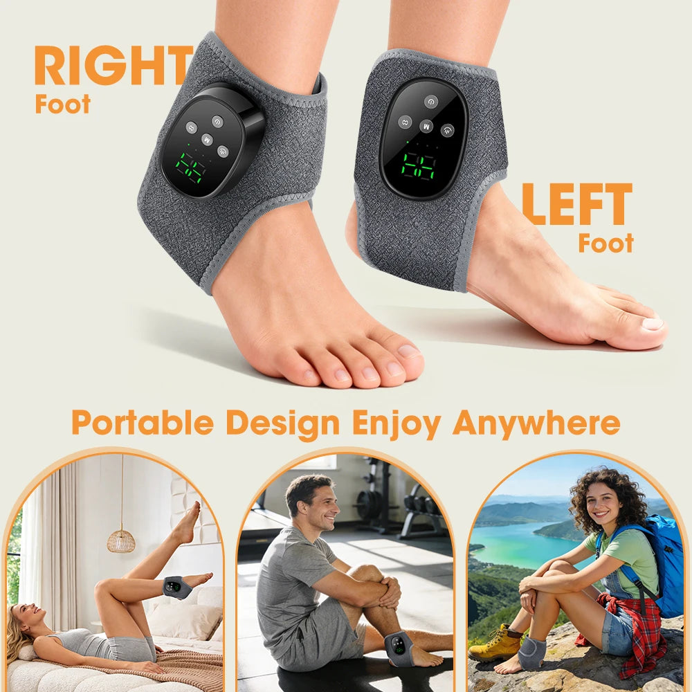 Heated Ankle Massager Wrap With Vibration, Cordless