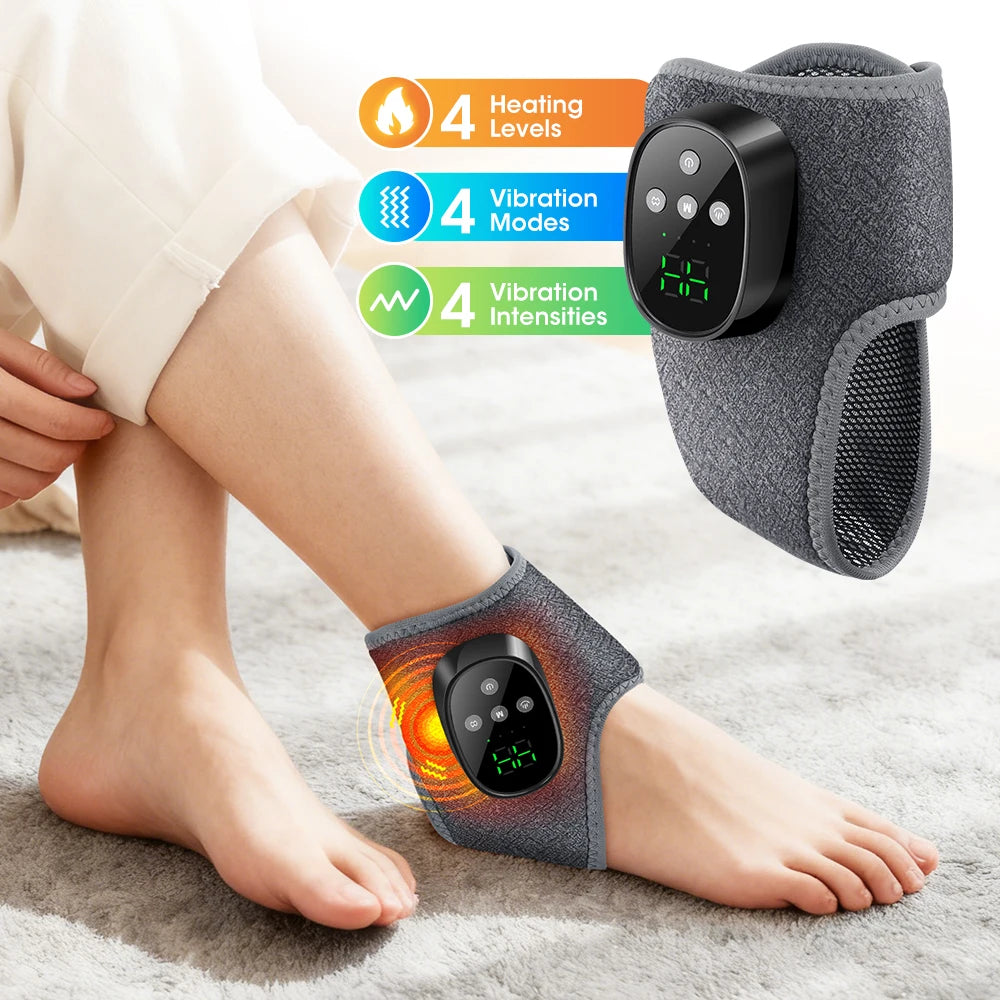 Heated Ankle Massager Wrap With Vibration, Cordless