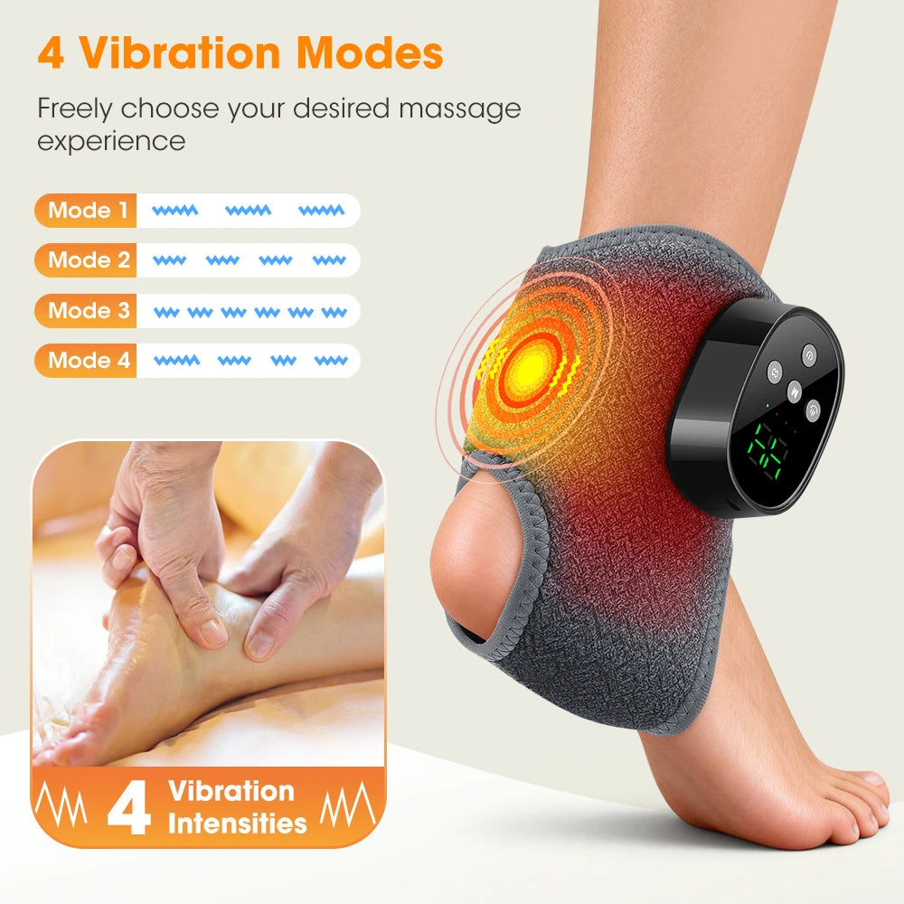 Heated Ankle Massager Wrap With Vibration, Cordless