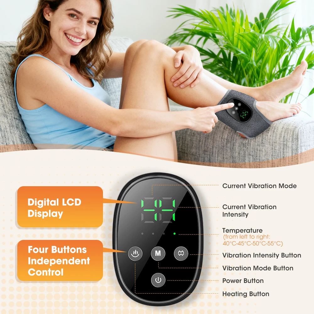 Heated Ankle Massager Wrap With Vibration, Cordless